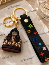 Mini Purse Bag Charm Keychain Gold Key Ring Wristlet Handbag Accessory