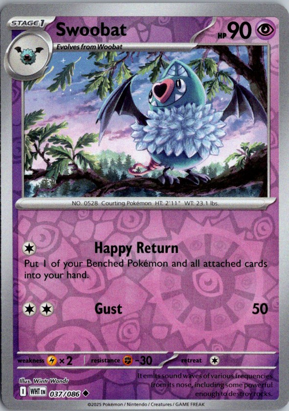 Swoobat Reverse Holo Uncommon SV: White Flare 037/086 NM