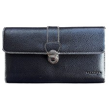 KENNETH COLE Reaction Black Faux Leather Bifold Wallet 7.5  x 4.5  