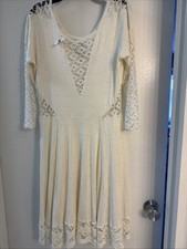 Guess Stretch 3/4 Sleeve Lined  Dress In Off White Sz M