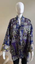 100 Silk Reversible Kantha Jacket, One Size