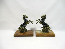 Antico Serra Libri Animale Cavalli Regola Dorata Base IN Marmo Cavallo Bookends