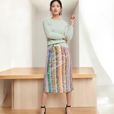Anthropologie Maeve Rainbow Sequined Midi Skirt Size 0