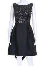 ML Monique Lhuillier Womens Back Down Sequin Party Dress Black Size 6 10626799