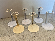 METAL DOLL STANDS - LOT OF 6 DOLL STANDS, ALL 5.5-7 INCHES TALL, EX. CONDITION