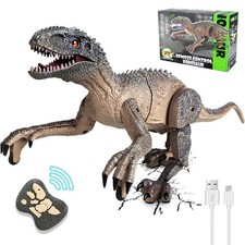 Realistic Remote Control Velociraptor Dinosaur Walking Roaring LED Toy for Kids