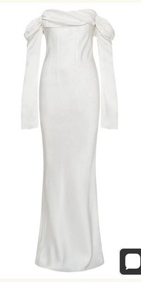 Giselle Off Shoulder Cowl Neck White Column Sheath Full-Length Dress Plus 3XL