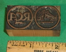 RCA Copper Stamp: Logo & Nipper 1 X 2 inches (wood)