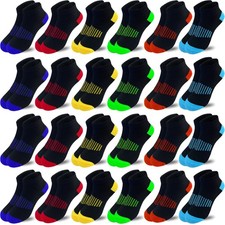 Boy Socks 24 Pairs Half Cushioned Low Cut Sock Ankle Athletic Cotton Sock For...