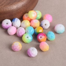 Rondelle Faceted Rainbow Coated Opaque Glass 10x7mm Loose Spacer Beads DIY Lot
