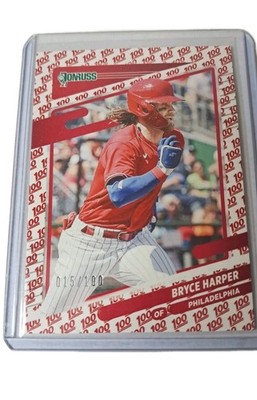 Bryce Harper 2021 Panini Donruss #173 Philadelphia 100 Emoji Variation 052/100