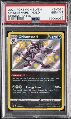 2021 POKEMON SWORD & SHIELD SHINING FATES #SV085 GRIMMSNARL-HOLO PSA 10
