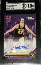 2023 2024 Bowman U Now Caitlin Clark Purple Auto 19/25 SGC 10/10 March Madness
