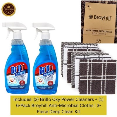 Brillo Basics Oxy Power Spray Cleaner   2-Pack + 6 Broyhill Dish Cloths Bundle