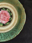 Green Paragon Tea Cup Saucer Floating Pink Rose on Black Gold Gilt Vintage Eng. — photo 4