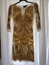 Just Cavalli Midi Dress - Baroque With Quarter Sleeves - Made In Italy Medium