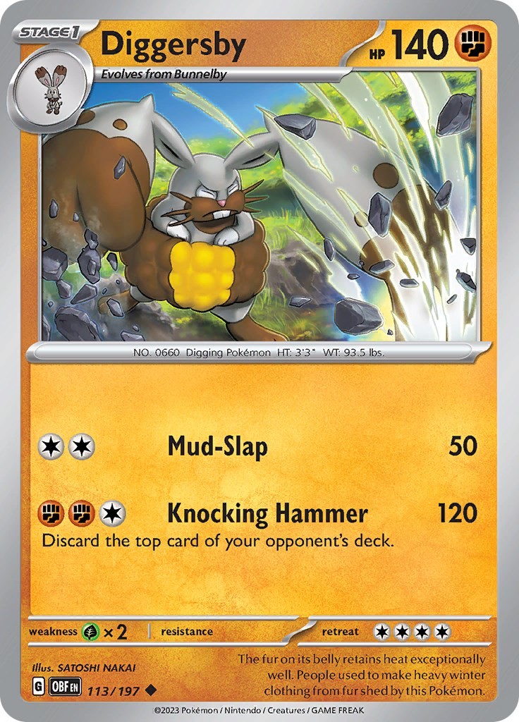 Diggersby OBF 113/197 Pokémon SV03: Obsidian Flames Uncommon EN NM
