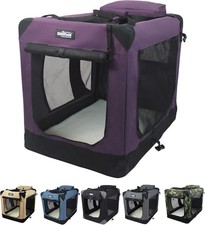 3-Door Folding Soft Dog Crate with Carrying Bag and Fleece Bed 2 Year