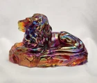 Fenton Red Iridescent Glass Lion Figurine Paperweight - Excellent Condition