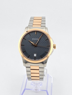 Gucci G-Timeless YA126446 Two-Tone Bracelet Grey Dial Men's  Watch NEW  