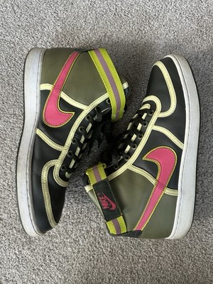 RARE Nike Vandal High Shoes - 2007, 309427-381, Men s 12, Army Green, Pink, Lime