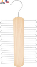 20 Bar Wooden Tie Hanger Belt Rack - Natural, 2-Pack
