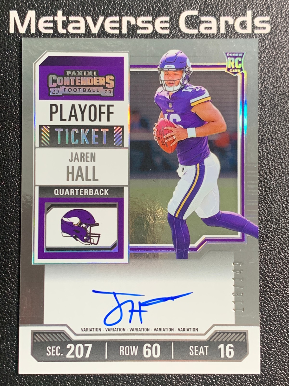 Jaren Hall Panini Contenders #116 Autograph-Playoff Ticket
