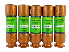 Lot of 5 ea Cooper Bussmann Fusetron FRN-R-1 1 Amp Fuses Dual Element Time Delay