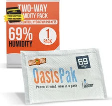 Oasispak 69% RH Two-Way Humidity Control Packs (1 Pack) - 67 Gram Packs | Mainta