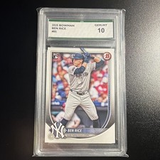 Topps 2025 Bowman Ben Rice #85 Rookie Base SGC 10 New York Yankees MLB Card