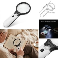 45X Jumbo Handheld Magnifying Glass w/ 12 Bright LED Light Illuminated Magnifier