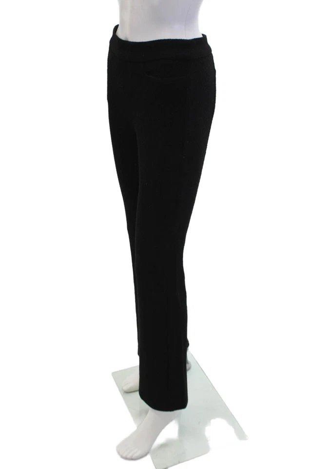 Pantalones de pierna acampanados texturizados con bolsillos negros lisos Nanette Lepore para mujer talla 4 Foto 2 de 4