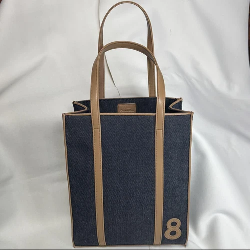 Sac fourre tout Christian Dior toile cuir authentique bleu beige femme France 115932