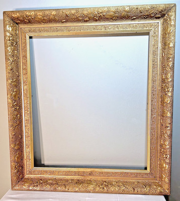 Large Antique 19th c. Hudson River School Gold Gilt Leaf Picture Frame 30''x27''