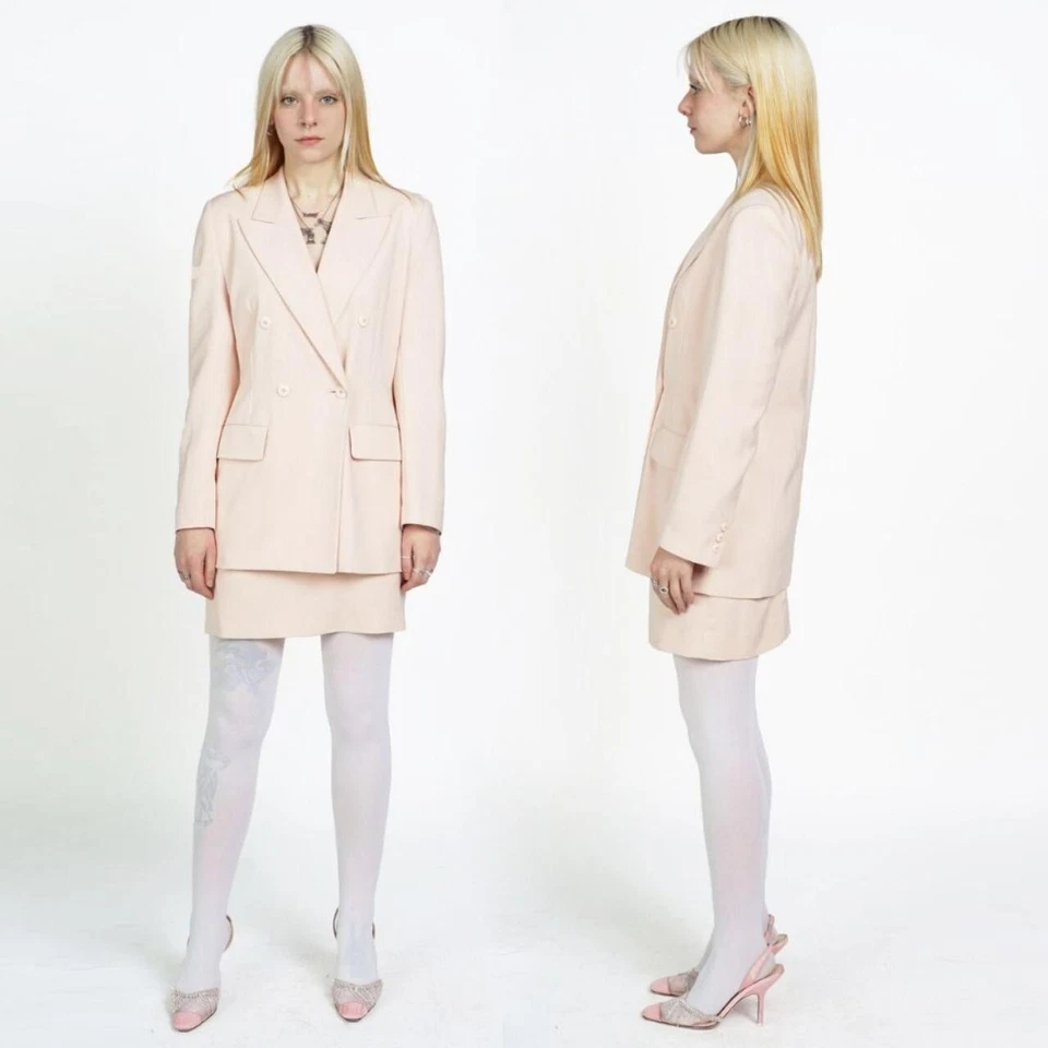 VOTRE NOM Microfibre Pink Mini Skirt Double Breasted Blazer Suit Set XS/S - Image 2 of 3