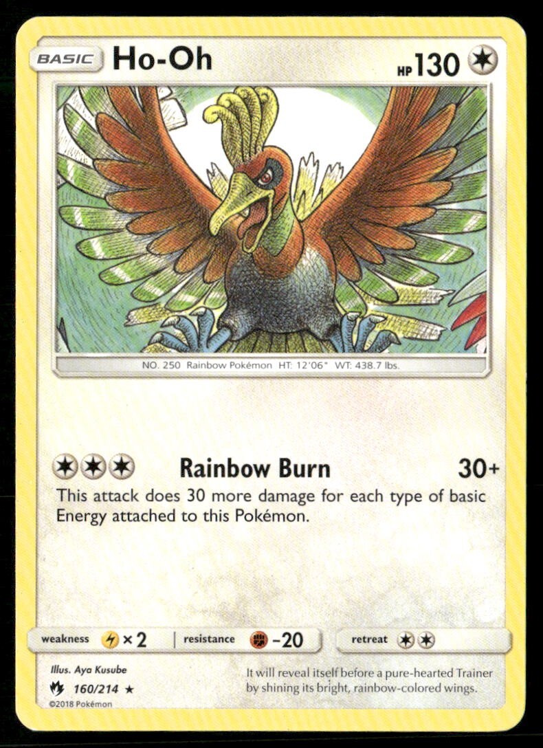 2018 Lost Thunder Set Pokemon Card 160  Ho-Oh LP
