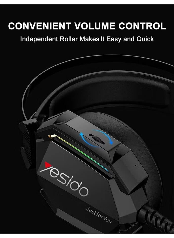 YESIDO EK03 Wired Gaming Headset LED Lights HD Sound Mic USB 3.5mm PC PS5 Xbox - Image 2 of 3