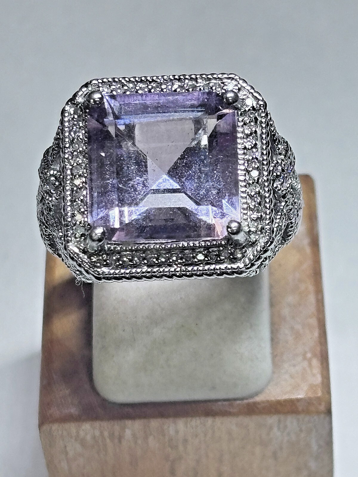 Sterling Silver Large Purple Gemstone Cocktail Ri… - image 1