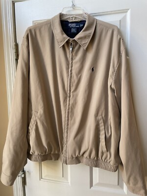 Polo Ralph Lauren Khaki Tan Harrington Full Zip Jacket Coat Mens