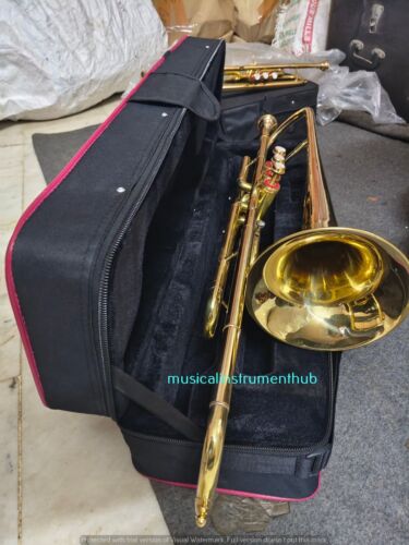 TROMBONE 3 VALVE WITH SPIT VALVE ADDED OF PURE BRASS IN POLISH +CASE + FREE SHIP - Picture 3 of 24