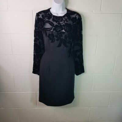 carmen marc valvo black cocktail dress Carmen Marc Valvo Size 4 Black V-Neck Dress - Designing Women Boutique