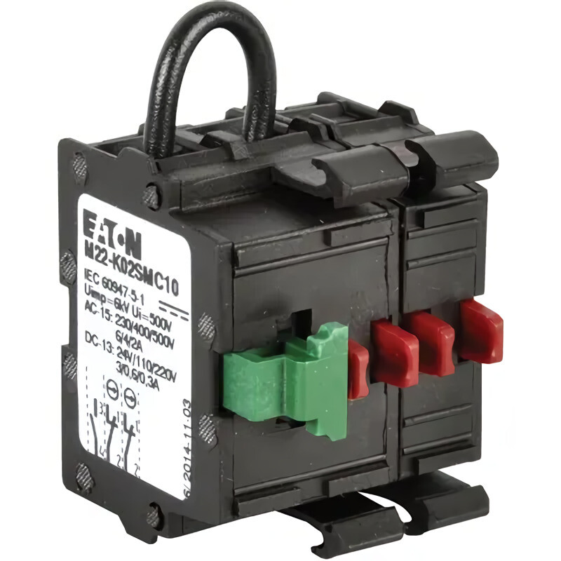 M22-K02SMC10,EATON, Switch part, Contact block, 2NC, Screw Terminals, M22 Series