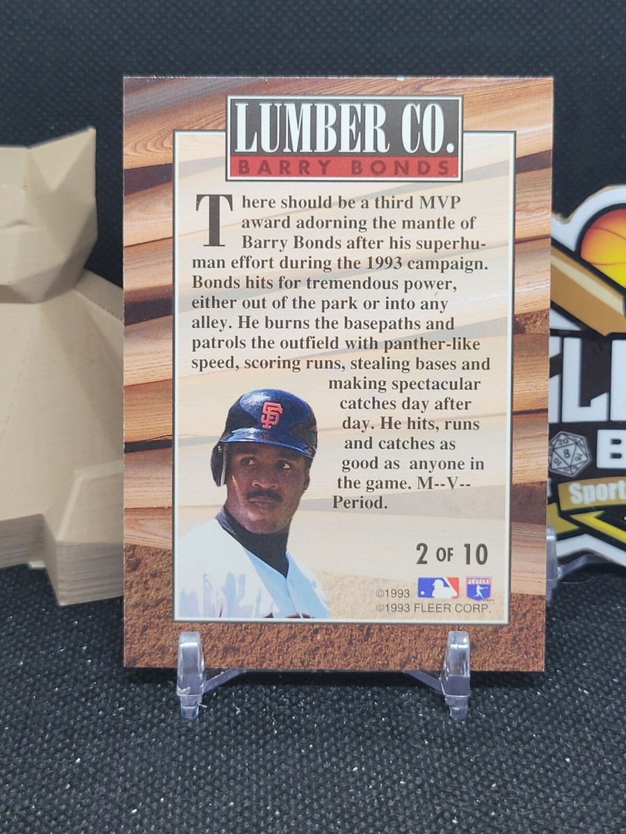 Barry Bonds 1994 Fleer Lumber Company San Francisco Giants #2 of