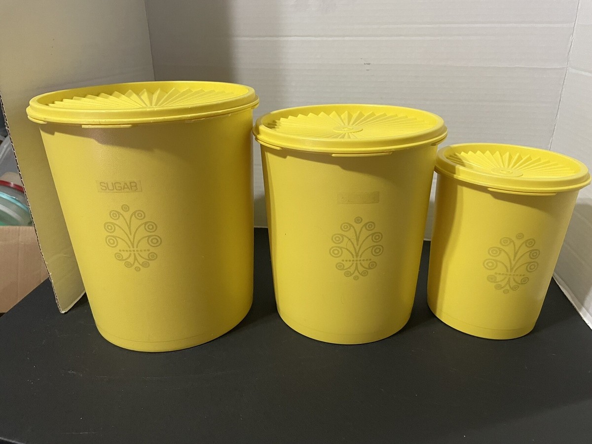 Vintage 3 Piece Tupperware Canister Set Harvest Gold 1339