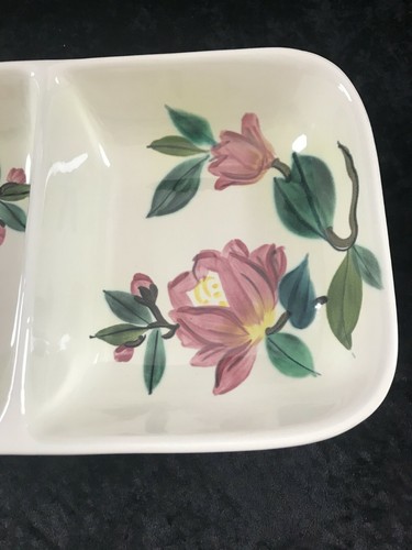 vintage Studio Art Redwing Hand Painted Floral Divided Serving Tray 6 1/4"W 11"L - Picture 4 of 9