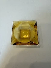 Ashtray - Amber Glass - 3 3/8" x 3 3/8" Square
