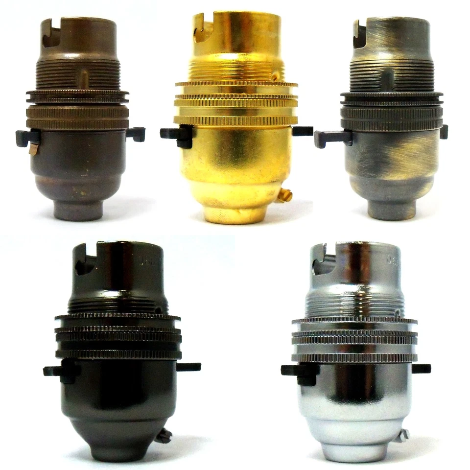 LAMP HOLDER SWITCHED BC B22 BRITISH MADE CHROME BRASS BRONZE ANTIQUE OLD ENGLISH