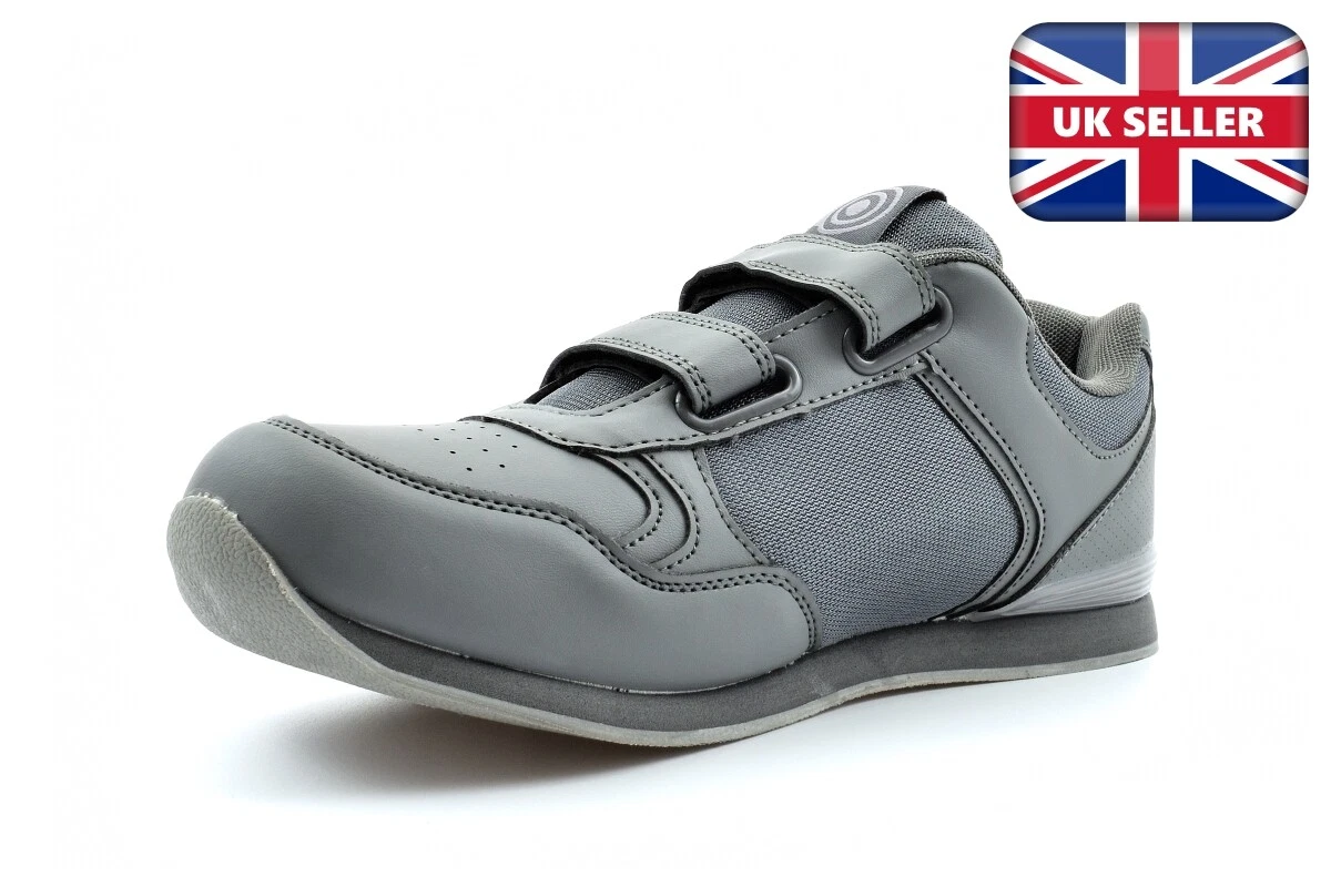 Mens Womens Lawn Bowls Shoes Touch Fastening Bowling Trainers Grey EVA Sole Size
