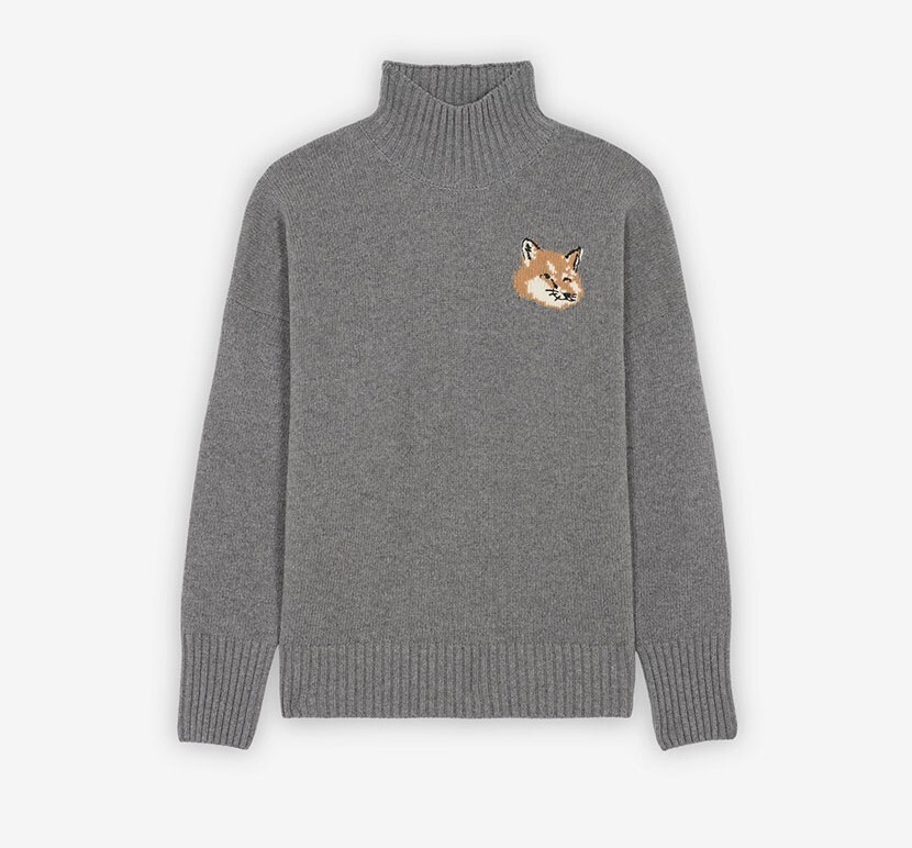 【美品】MAISON KITSUNÉ HIGH COLLAR PULLOVER MAISON KITSUNE FOX HEAD OVERSIZE HIGH NECK PULLOVER SWEATER