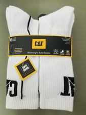 New Mens CAT Caterpillar 6 pair Mid Weight Crew Boot Socks.
